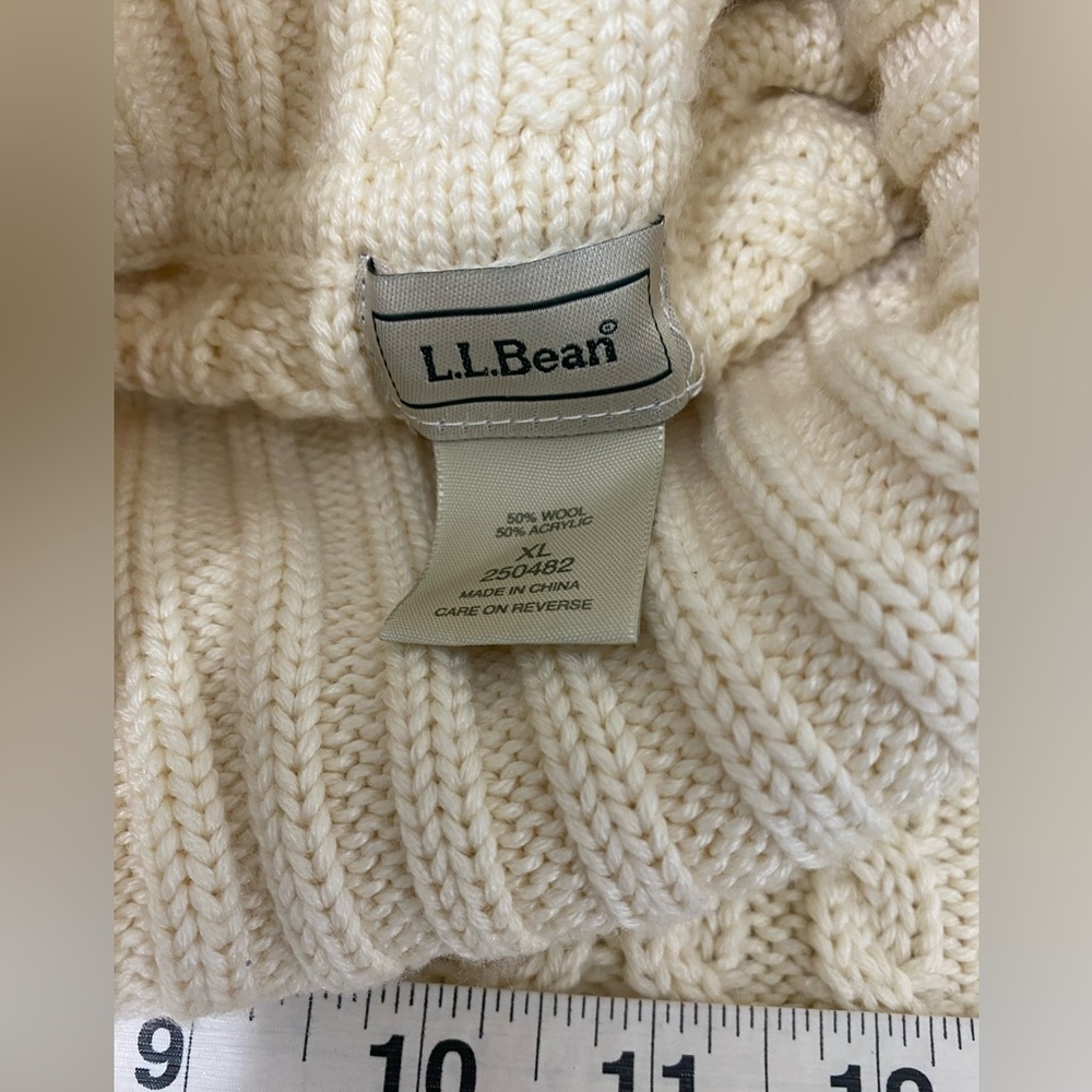 L.L. Bean Cream Cable Knit Turtleneck Sweater - Women size XL - Picture 4 of 6